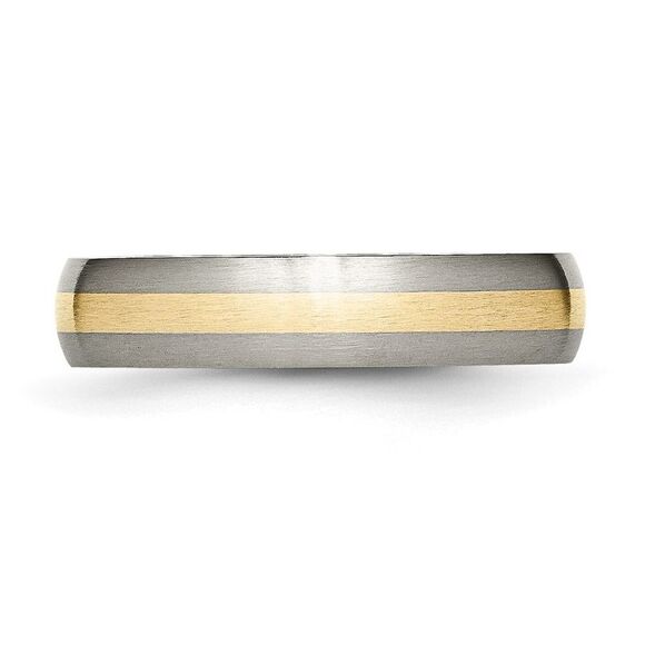 Kazi Luxury Chisel Titanium Brushed with 14k Gold Inlay 5mm Band - Picture 3 of 9